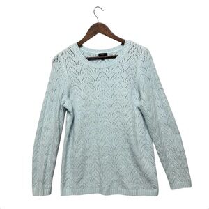 Talbots Sweater Womens Plus Size 0X Light Blue Knit Long Sleeve Pullover Poentel